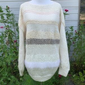 Doncaster Italian Open Weave Shimmer Angora Blend Cardigan Sweater Medium